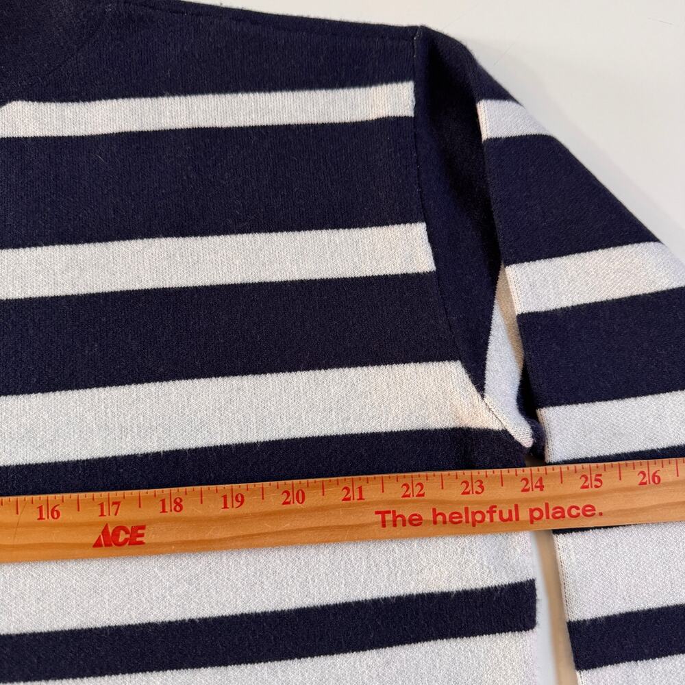 Maeve Anthropologie Carys Mock Neck Navy White Striped Sweater Sz Medium Preppy - Picture 5 of 10